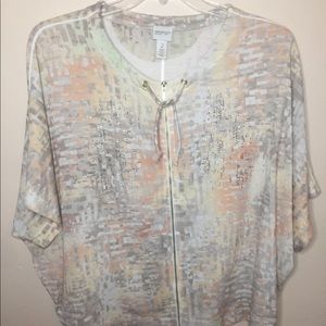 Chico’s Renee Zip Up Short Sleeved Jacket Sz 2 Lrg